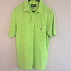 Psycho Bunny Neon Green Polo Shirt Cotton Blend Short Sleeve Size 7/XL